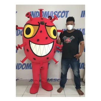 Kostum Badut Boneka Maskot Virus (Merah)