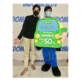 Kostum Badut Boneka Maskot GrabJastip (Mobil)