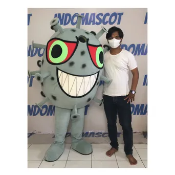 Kostum Badut Boneka Maskot Virus (Putih)