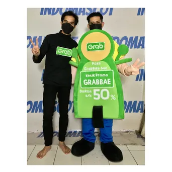 Kostum Badut Boneka Maskot GrabJastip (Motor)